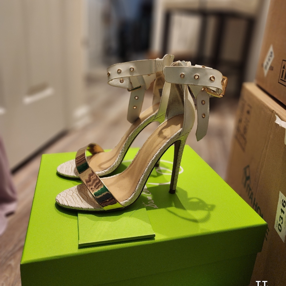 White and gold sandals